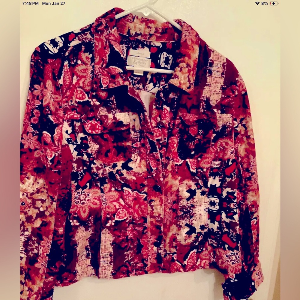 Christopher & Banks Petite L Corduroy Jacket Button Up PL